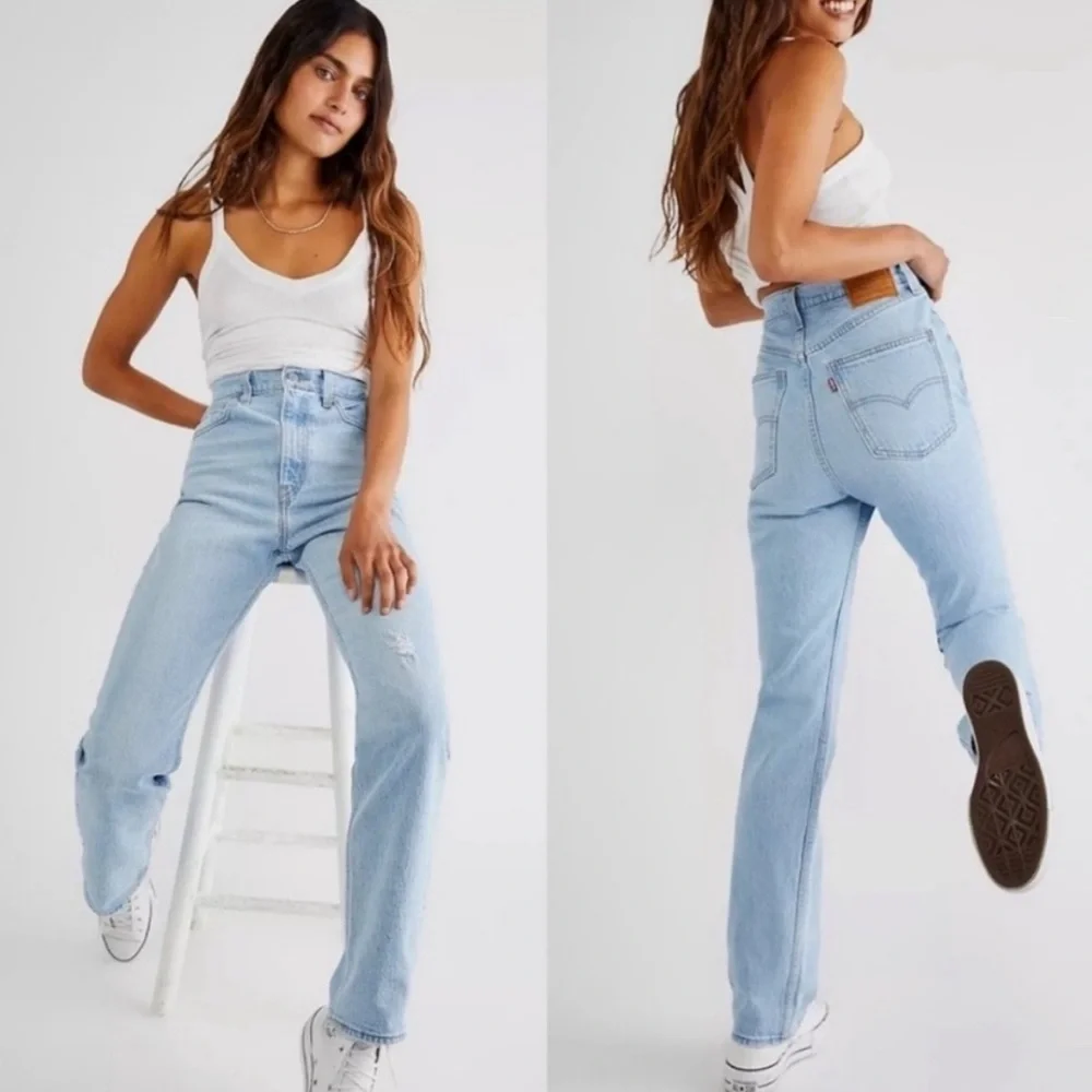 Levi's 70s high slim straight light‎ jeans size 32 light wash - Picture 2 of 9